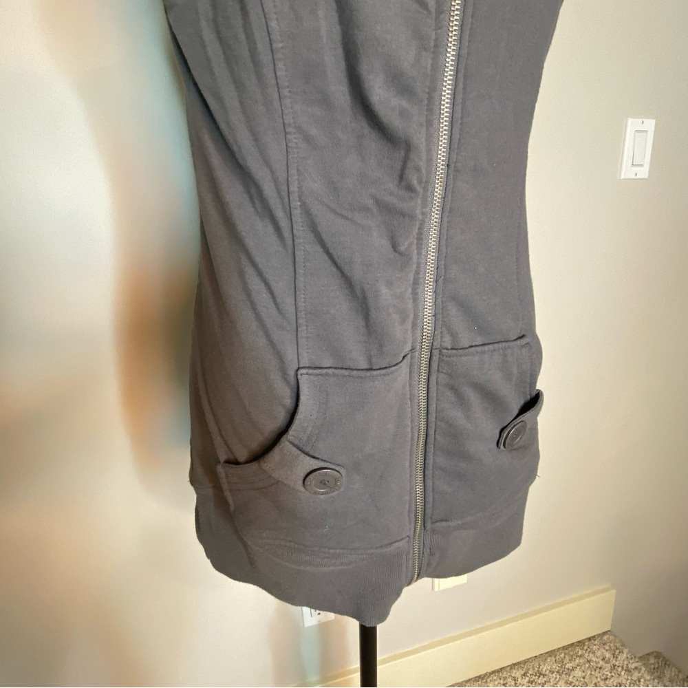 STREETWEAR SOCIETY Long Grey Vest Zipper Pockets Mock Neck Y2K Layers Fall Large - Picture 6 of 14